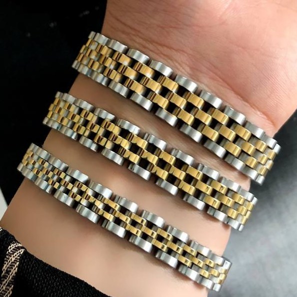 دستبند استیل زنانه طرح رولکس Rolex تنوع رنگ و سایز رنگ کاملا ثابت کد mh (پس کرایه)