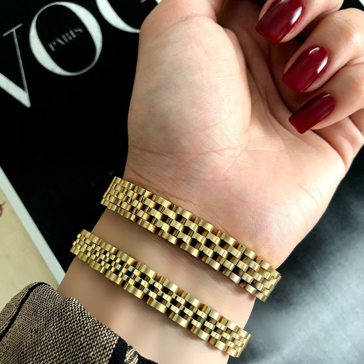 دستبند استیل زنانه طرح رولکس Rolex تنوع رنگ و سایز رنگ کاملا ثابت کد mh (پس کرایه)