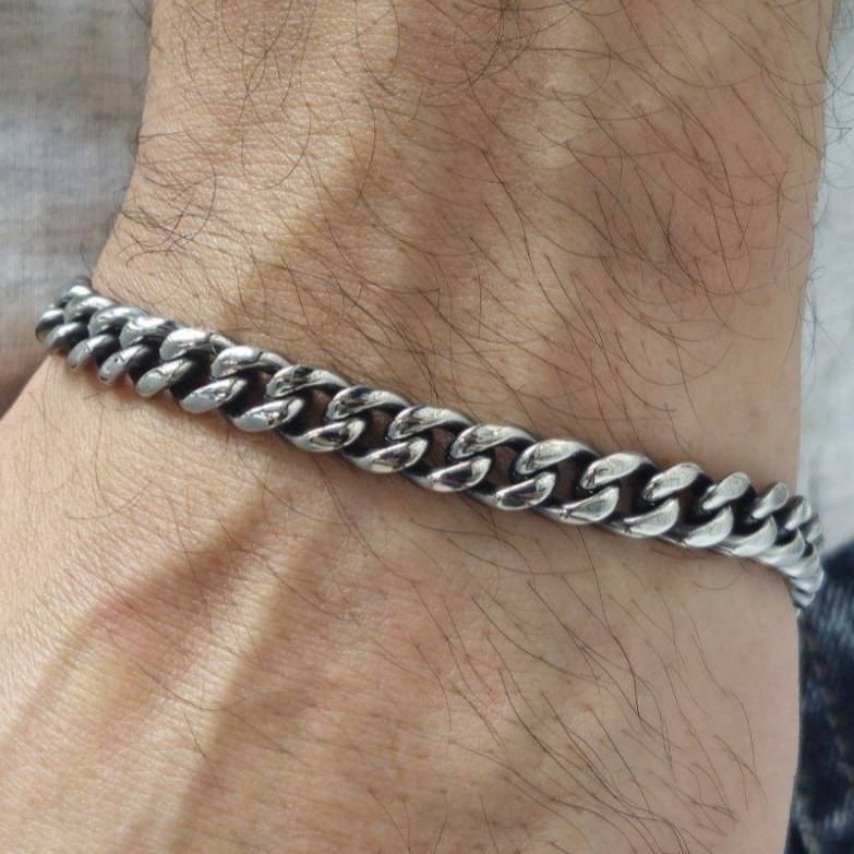 دستبند استیل مردانه طرح کارتیر سایز متوسط رنگ کاملا ثابت کد mh (پس کرایه)