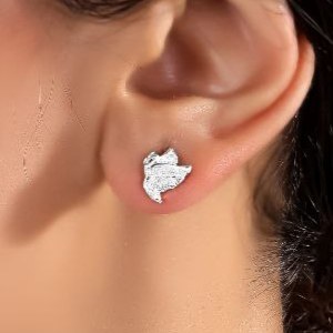 نیم ست گردنبند و گوشواره زنانه ژوپینگ طرح پروانه نگین نقره ای رنگ کاملا ثابت کد mp (پس کرایه)