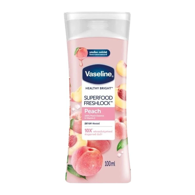 لوسیون بدن وازلین مدل Superfood Freshlock Peach مناسب انواع پوست حجم 100 میلی لیتر