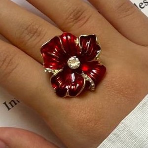 انگشتر میناکاری زنانه طرح گل وسط نگین freesize رنگ ثابت کد sm (پس کرایه)