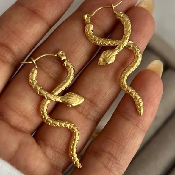 گوشواره استیل زنانه طرح مار تنوع طرح رنگ ثابت کد tj (پس کرایه)