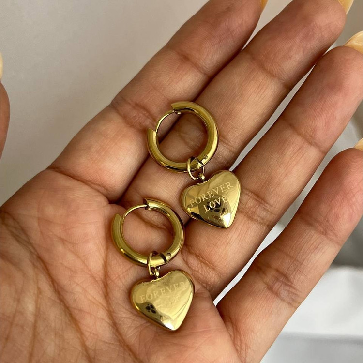 گوشواره استیل زنانه طرح قلب آویز حلقه ای تنوع طرح رنگ ثابت کد tj (پس کرایه)