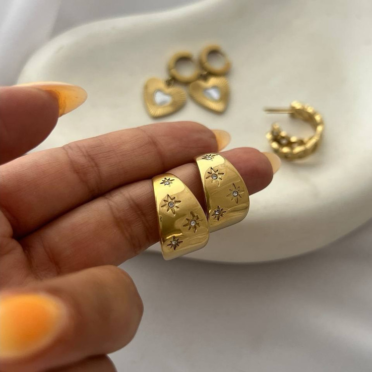 گوشواره استیل زنانه طرح کارتیر تنوع طرح رنگ ثابت و ضد حساسیت کد tj (پس کرایه)