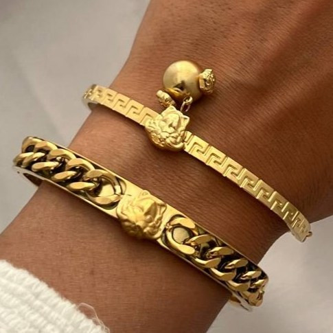 دستبند النگویی و بنگل استیل زنانه طرح ورساچ Versace تنوع طرح رنگ ثابت کد tj (پس کرایه)