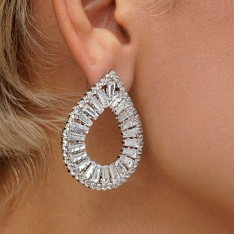 گوشواره جواهری طرح حلقه ای زیبا رنگ کاملا ثابت کد bn (پس کرایه)