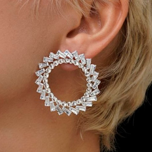 گوشواره جواهری طرح حلقه ای زیبا رنگ کاملا ثابت کد bn (پس کرایه)