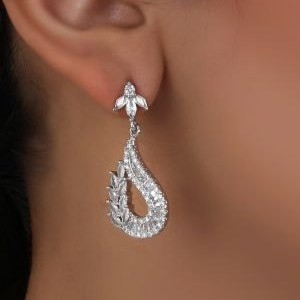 نیم ست گردنبند و گوشواره طرح جواهری طرح قطره اشک نگین رنگ ثابت کدMP (پس کرایه)