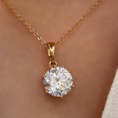 گردنبند و آویز پلاک ژوپینگ زنانه طرح تک نگین دایره رنگ ثابت کد gy (پس کرایه)