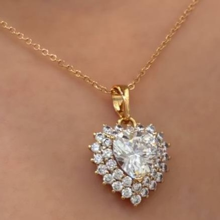 گردنبند و آویز پلاک ژوپینگ زنانه طرح قلب نگین رنگ ثابت کد gy (پس کرایه)