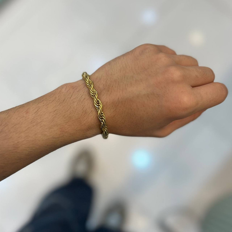 دستبند استیل مردانه طرح زنجیری طنابی رنگ ثابت کد gy (پس کرایه)
