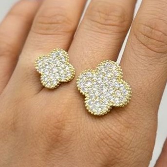 انگشتر طرح جواهری طرح دو طرفه گل ونکلیف Vancleef نگین رنگ ثابت کد gy (پس کرایه)