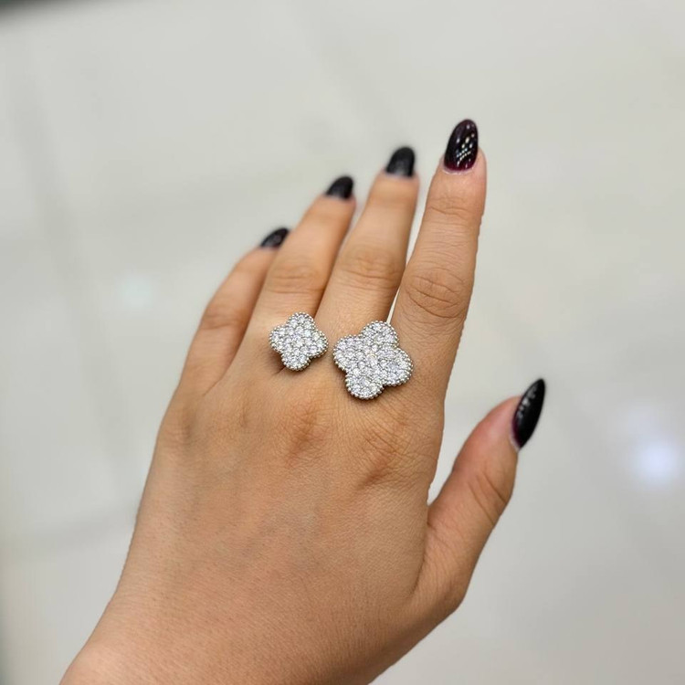 انگشتر طرح جواهری طرح دو طرفه گل ونکلیف Vancleef نگین رنگ ثابت کد gy (پس کرایه)