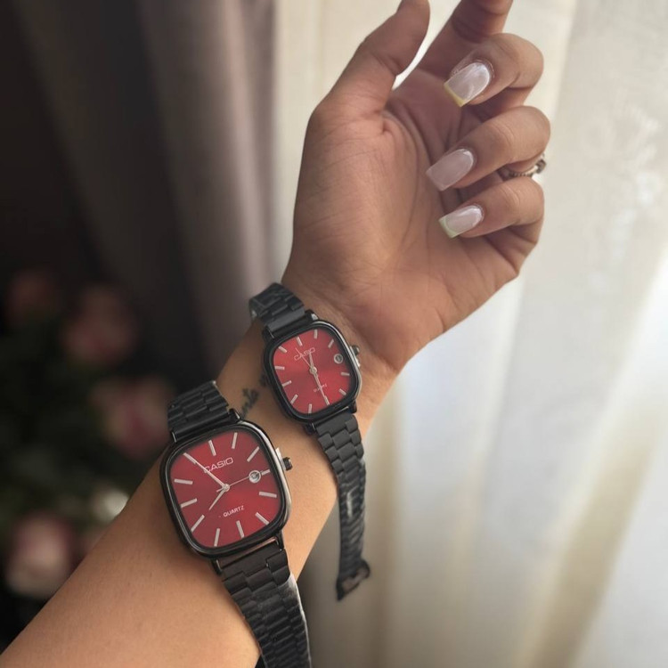 ست ساعت مچی زنانه و مردانه برند صفحه رنگی کاسیو Casio رنگ ثابت کد sm (پس کرایه)