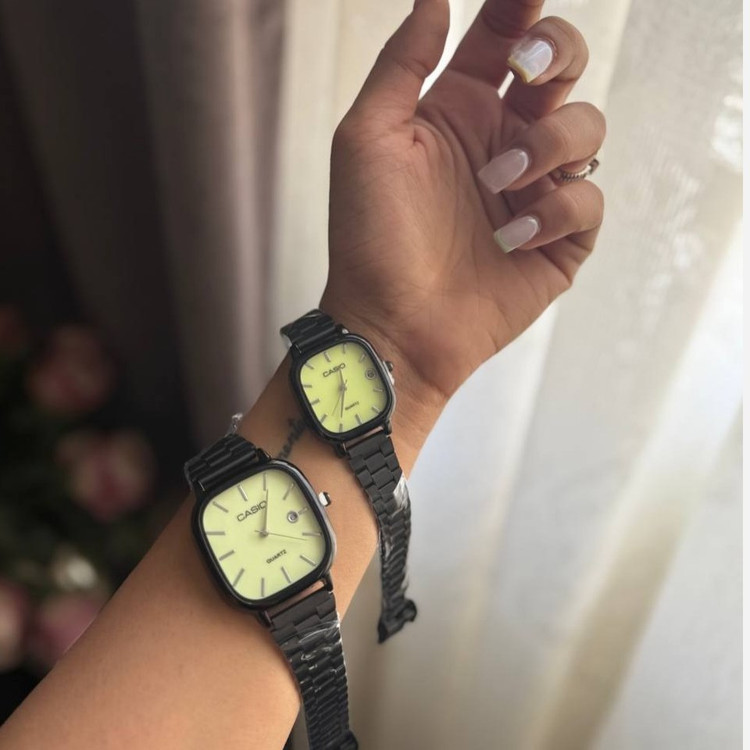 ست ساعت مچی زنانه و مردانه برند صفحه سبز کاسیو Casio رنگ ثابت کد sm (پس کرایه)