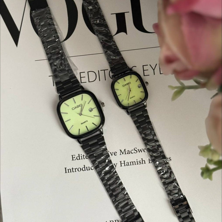 ست ساعت مچی زنانه و مردانه برند صفحه سبز کاسیو Casio رنگ ثابت کد sm (پس کرایه)