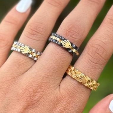 انگشتر استیل زنانه طرح رولکس Rolex رنگ ثابت کد sm (پس کرایه)