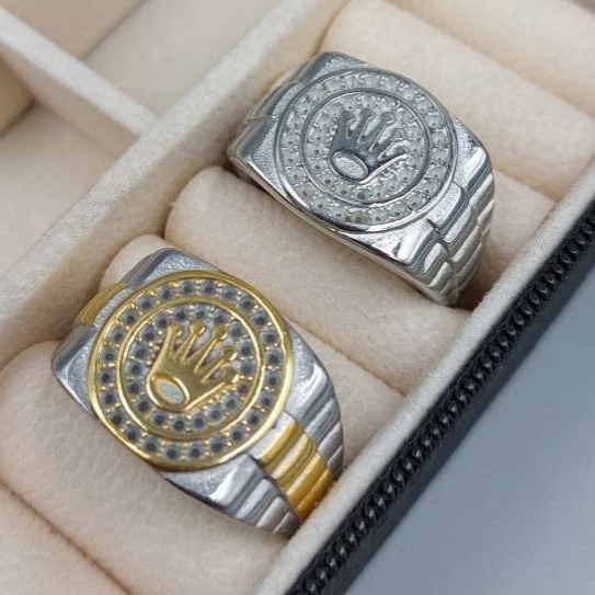 انگشتر استیل مردانه طرح رولکس ROLEX در تنوع طرح رنگ ثابت و ضد حساسیت کد mp (پس کرایه)