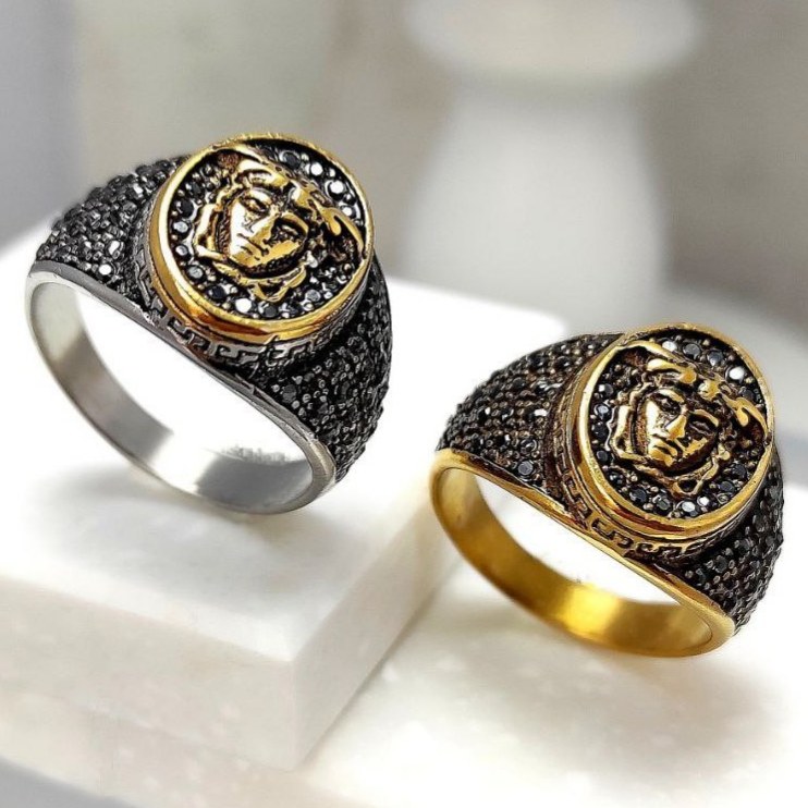 انگشتر استیل مردانه طرح ورساچه Versace رنگ ثابت و ضد حساسیت کد mp (پس کرایه)