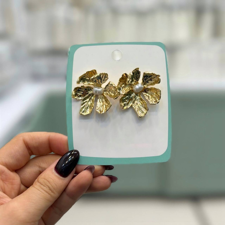 گوشواره آبکاری نقره زنانه طرح برگ مینیمال تنوع طرح رنگ ثابت کد gy (پس کرایه)