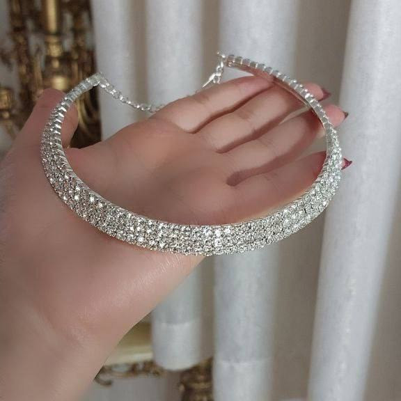 طوق گردنبند جواهری و مجلسی نگین دار در دو و سه رج نگین رنگ ثابت کد ki (پس کرایه)