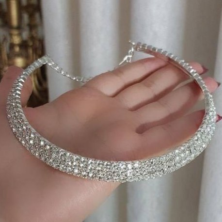 طوق گردنبند جواهری و مجلسی نگین دار در دو و سه رج نگین رنگ ثابت کد ki (پس کرایه)