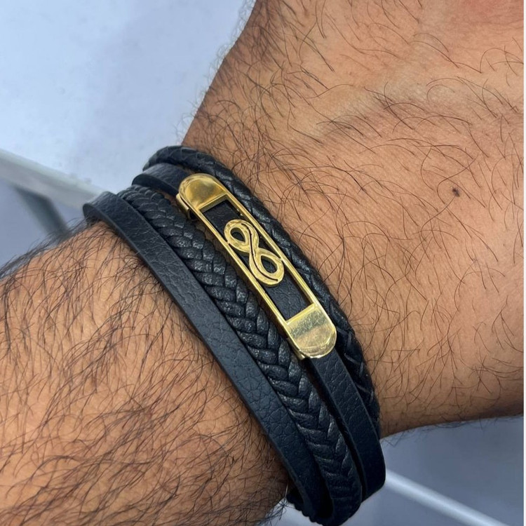 دستبند چرمی قفل و پلاک استیل مردانه کارتیر Cartier کیفیت چرم عالی تنوع طرح رنگ ثابت کدbn (پس کرایه)