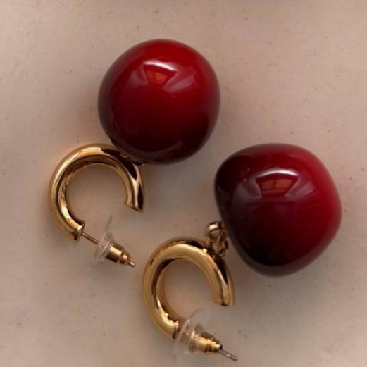 گوشواره آبکاری نقره طرح گیلاس آویز رنگ ثابت کد tj (پس کرایه)