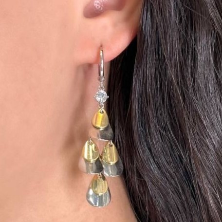 گوشواره طرح جواهری (میخ نقره) طرح آویز طلایی و نقره ای رنگ ثابت کد tk (پس کرایه)