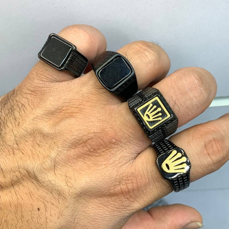 انگشتر استیل مردانه طرح رولکس Rolex رنگ ثابت کد bn (پس کرایه)