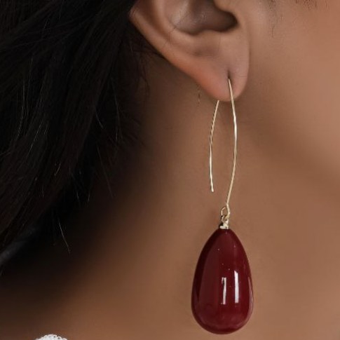 گوشواره آبکاری نقره زنانه طرح مروارید آویز رنگ ثابت کد tj (پس کرایه)