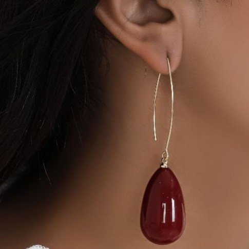 گوشواره آبکاری نقره زنانه طرح مروارید آویز رنگ ثابت کد tj (پس کرایه)