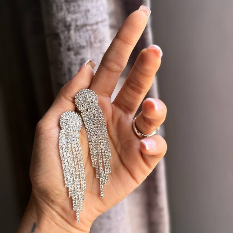 گوشواره طرح جواهری طرح تنیسی قلب فول نگین تنوع طرح رنگ ثابت کد sm (پس کرایه)
