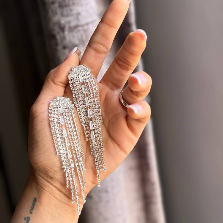 گوشواره طرح جواهری طرح تنیسی لوزی فول نگین تنوع طرح رنگ ثابت کد sm (پس کرایه)