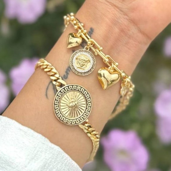 دستبند زنانه زنجیری طرح ورساچه Versace در دو مدل رنگ ثابت کد sm (پس کرایه)