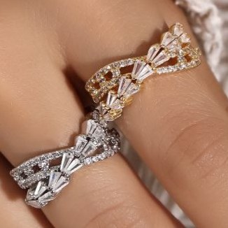 انگشتر طرح جواهری زنانه طرح نگین ضربدری فری سایز Free size تنوع طرح رنگ ثابت کد mp (پس کرایه)