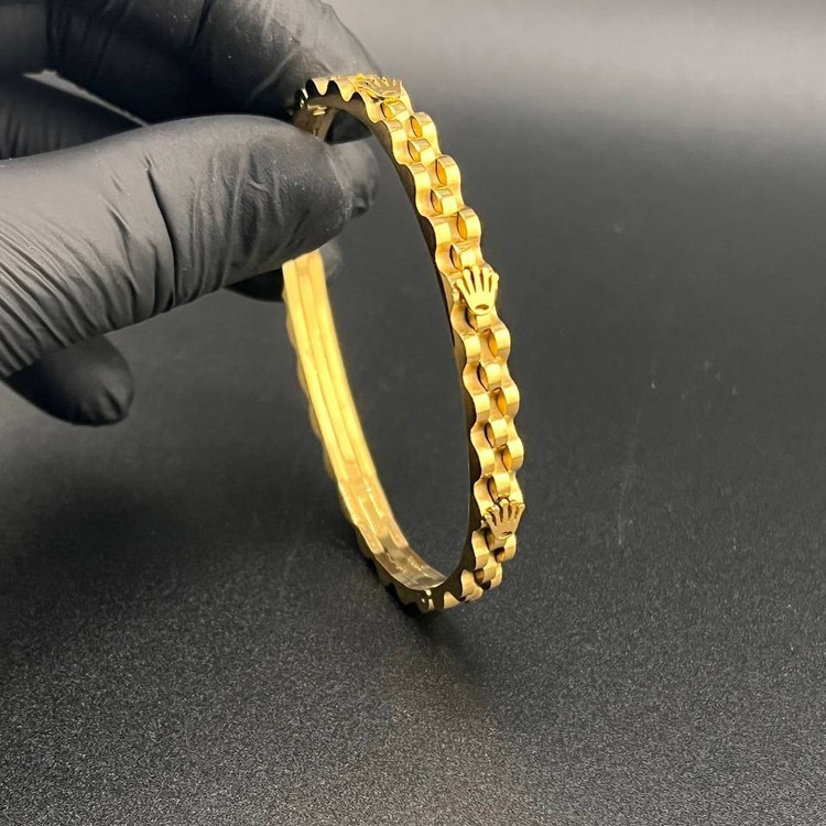 دستبند النگویی استیل مردانه و زنانه طرح رولکس Rolex رنگ ثابت کد ki (پس کرایه)
