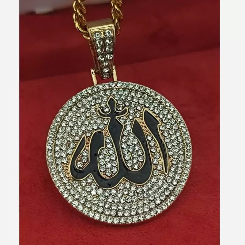 گردنبند و آویز پلاک فول نگین طرح الله رنگ ثابت کد vn (پس کرایه)