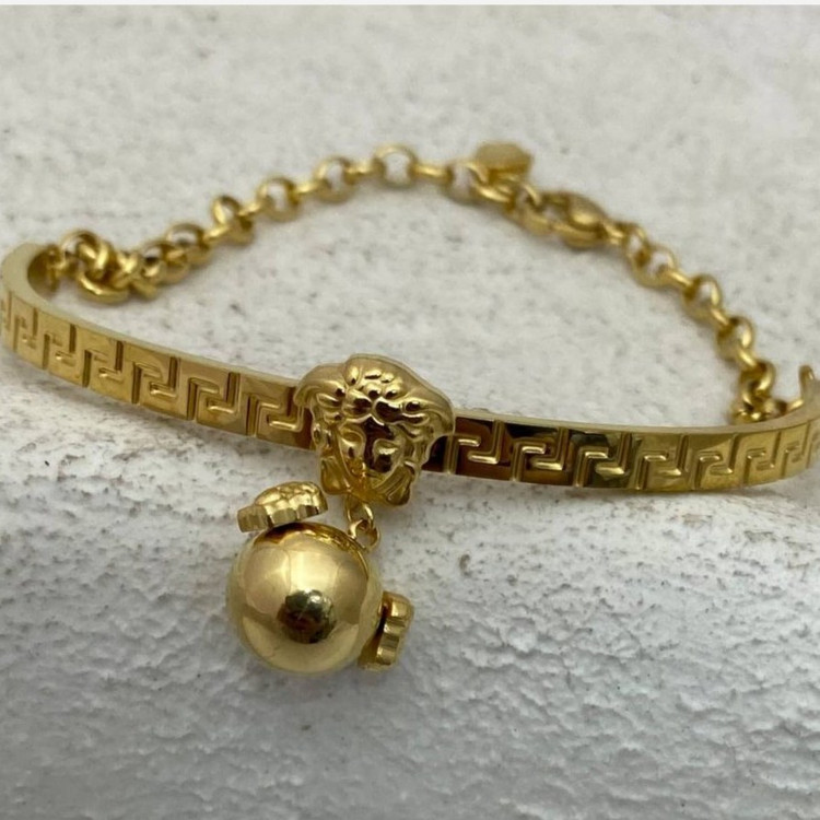 دستبند استیل زنانه طرح ورساچه Versace زنجیری رنگ ثابت کد tj (پس کرایه)