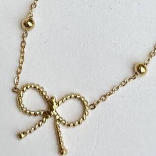 گردنبند و آویز طرح گوی و پاپیون رنگ ثابت کد sm (پس کرایه)