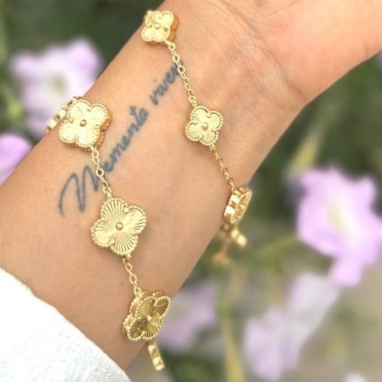دستبند استیل زنانه طرح گل ونکلیف Vancleef رنگ ثابت کد sm (پس کرایه)