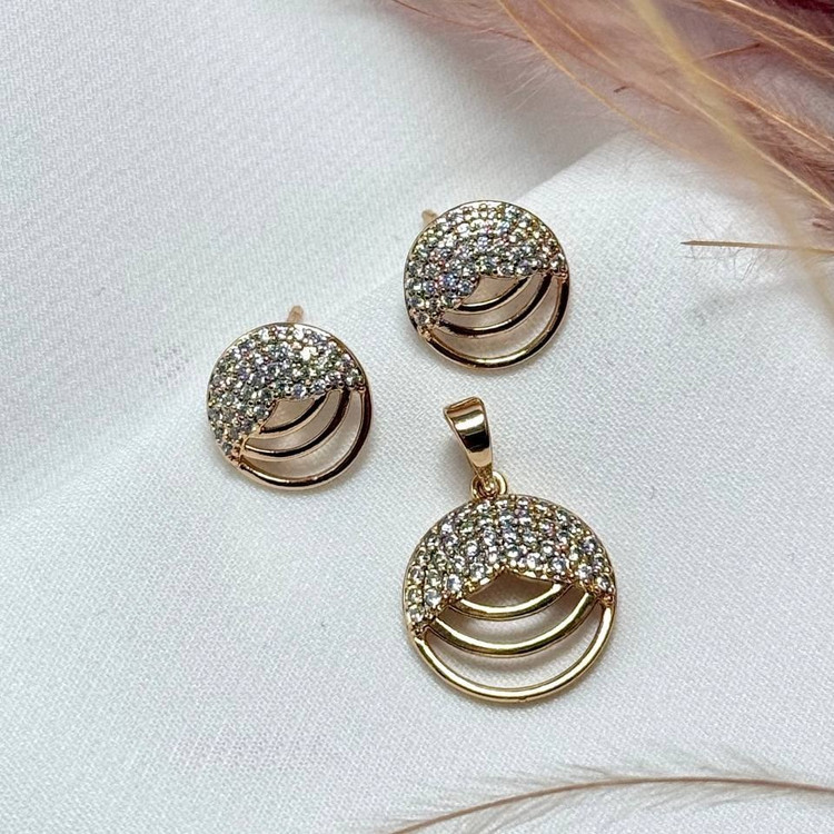 نیم ست گردنبند و گوشواره ژوپینگ زنانه طرح مربع نگین تنوع طرح رنگ ثابت کد sm (پس کرایه)