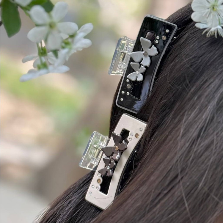 کلیپس زنانه طرح نگین و پاپیون تنوع رنگ رنگ ثابت کد sm