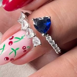 انگشتر طرح جواهری زنانه طرح نگین اشکی رنگی رنگ ثابت کد tk