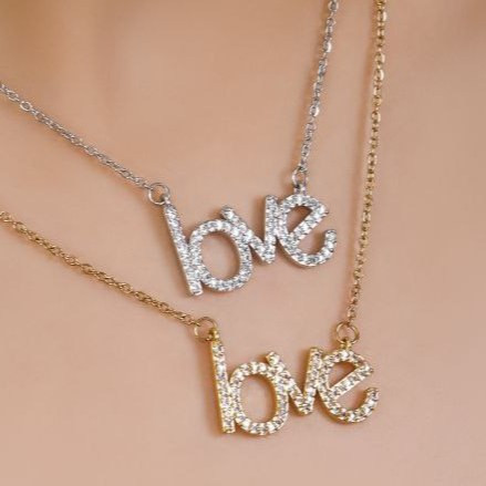 گردنبند و آویز پلاک طرح لاو love نگین تنوع طرح رنگ ثابت کد mp