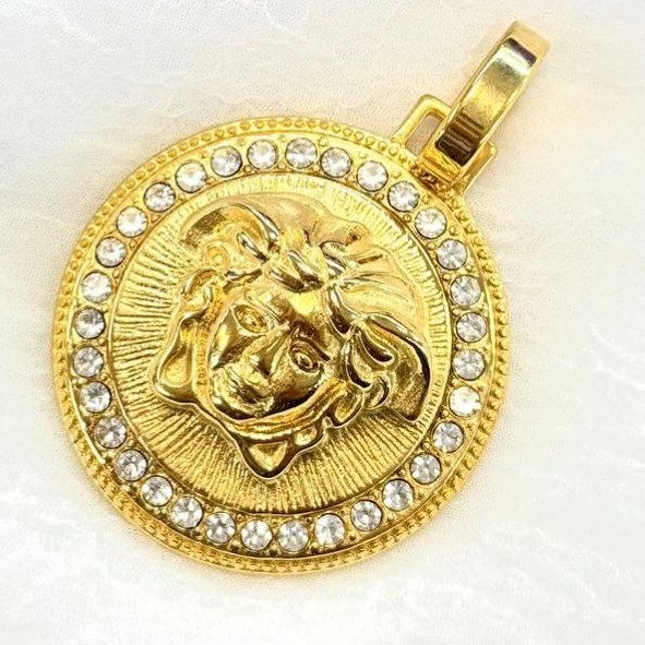 گردنبند و آویز پلاک استیل مردانه طرح ورساچه Versace دور نگین تنوع طرح رنگ ثابت کد sm