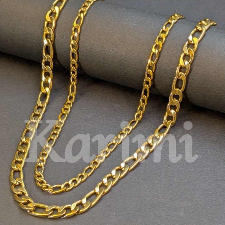 گردنبند و زنجیر استیل مردانه طرح فیگارو طلایی و نقره ای رنگ ثابت کد sh
