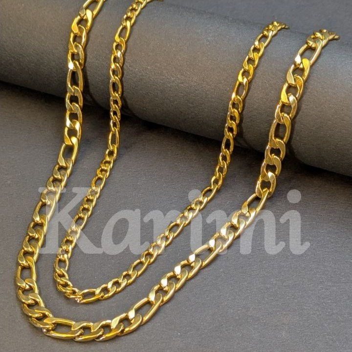 گردنبند و زنجیر استیل مردانه طرح فیگارو طلایی و نقره ای رنگ ثابت کد sh