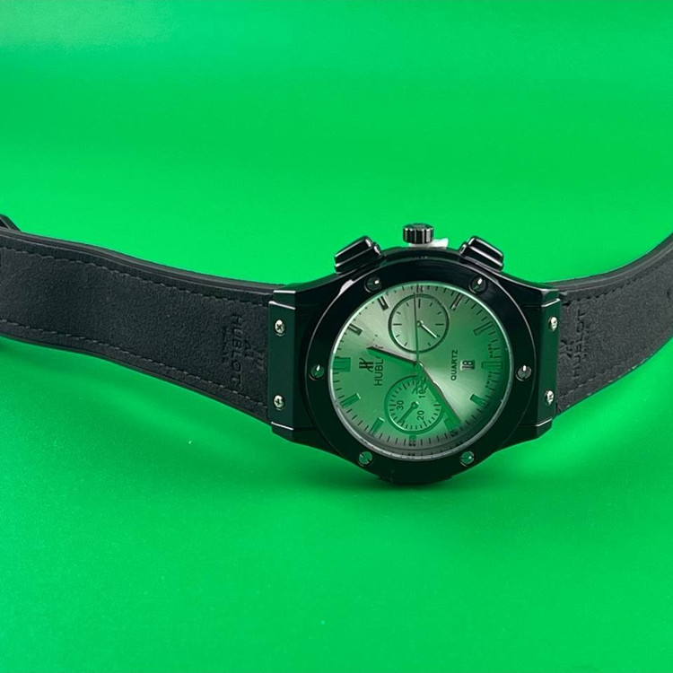 ساعت مچی بند چرم مردانه صفحه گرد هابلوت HUBLOT موتور ژاپن تنوع رنگ رنگ ثابت کد ki (پس کرایه)